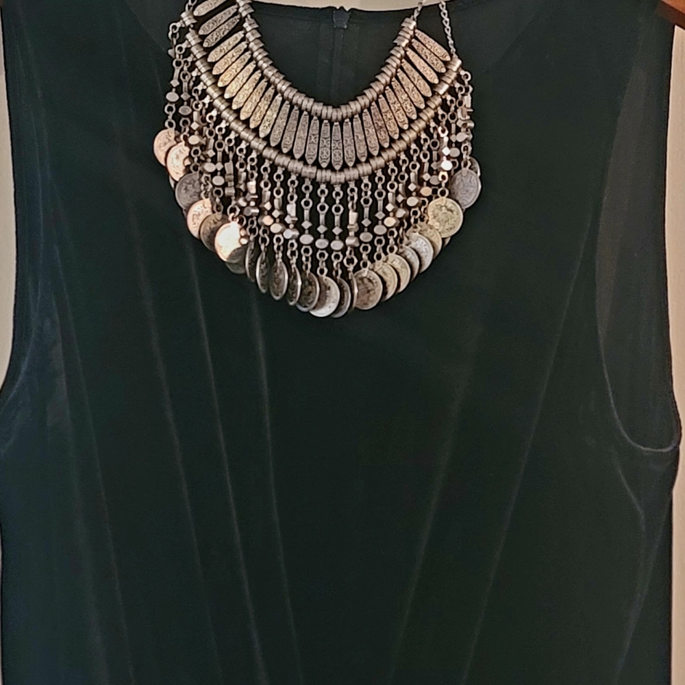 Dramatic Silver-Tone Collar Necklace - image 3